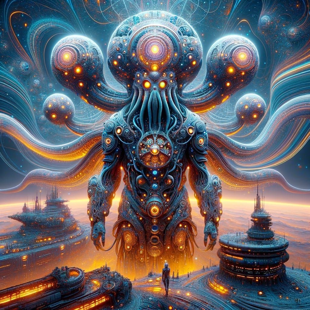 Ethereal Futuristic Alien Scene with Micro Fractals and Spac...