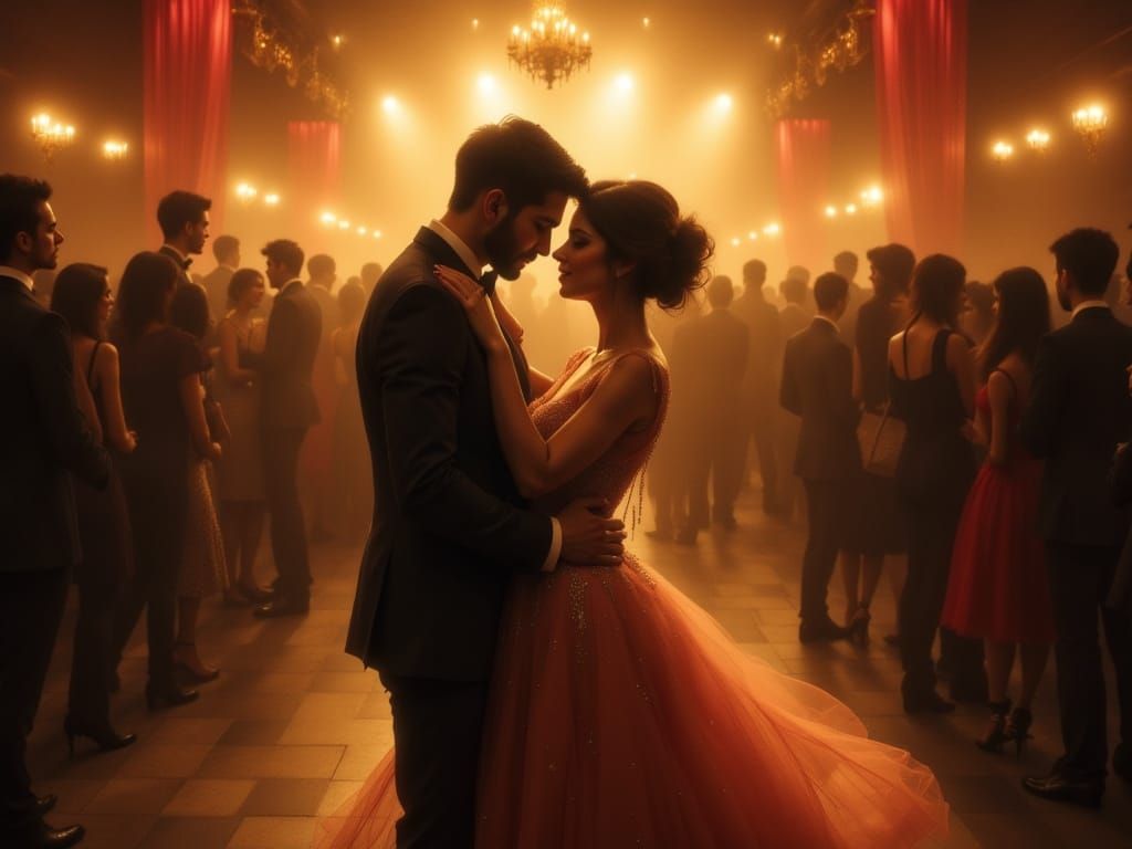 Romantic Couple Dancing in Cinematic Lighting