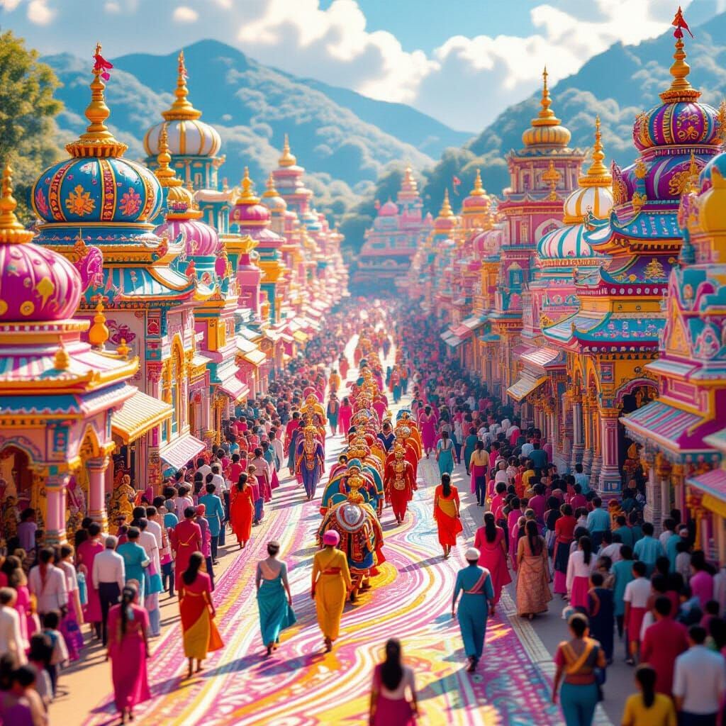 Rath Yatra Festival in a Surreal Candyland Wonderland