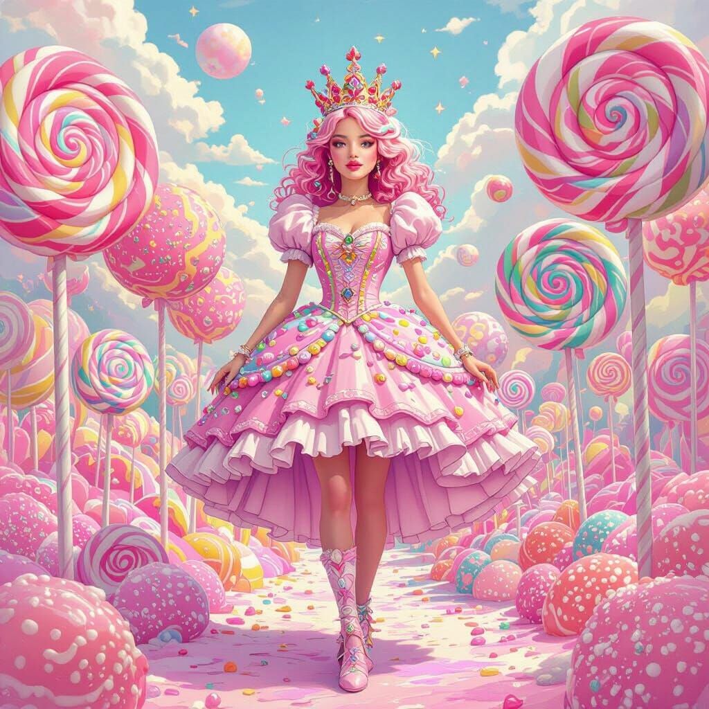 Candy Queen in a Whimsical Lollipop Land