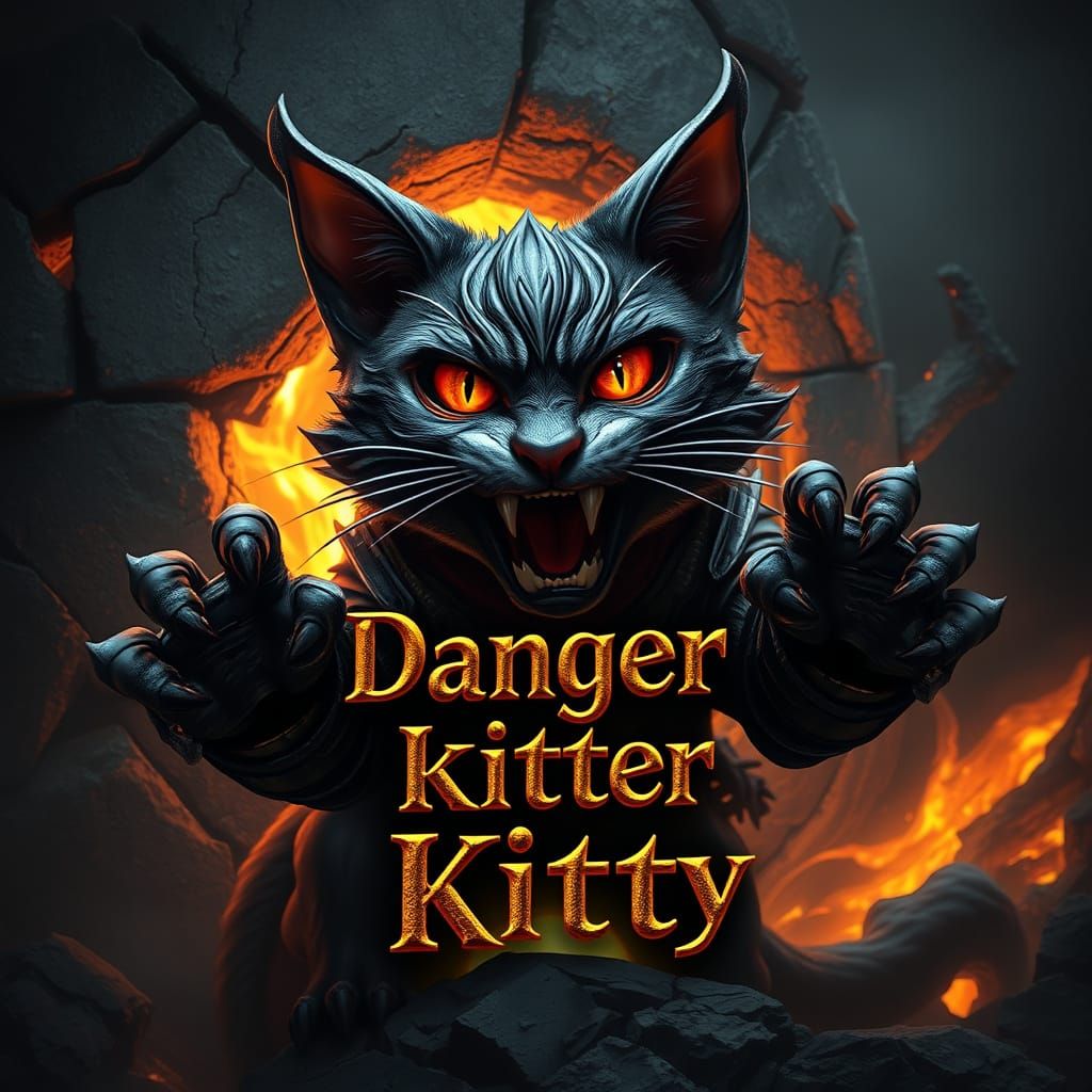 Demon Cat Logo in Gothic 3D