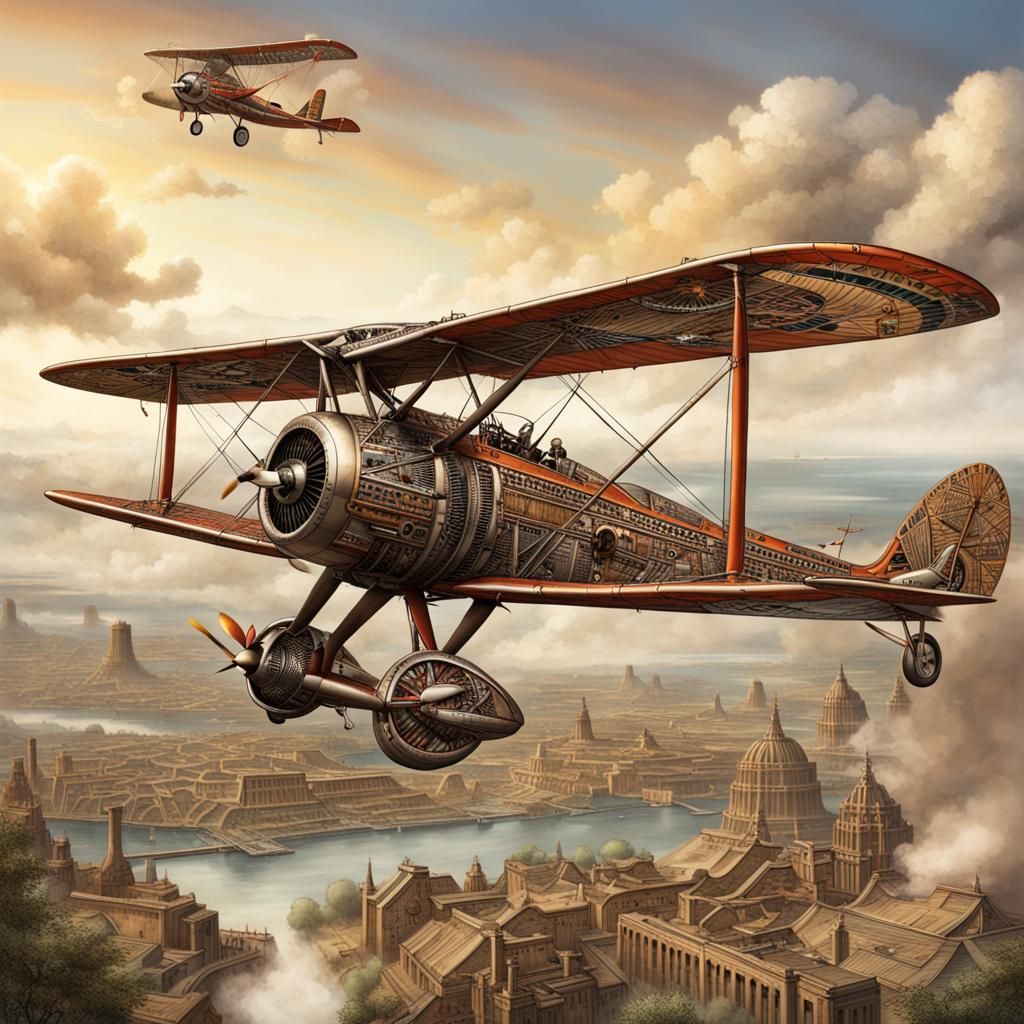 Aztec Biplane in Industrial Age Setting