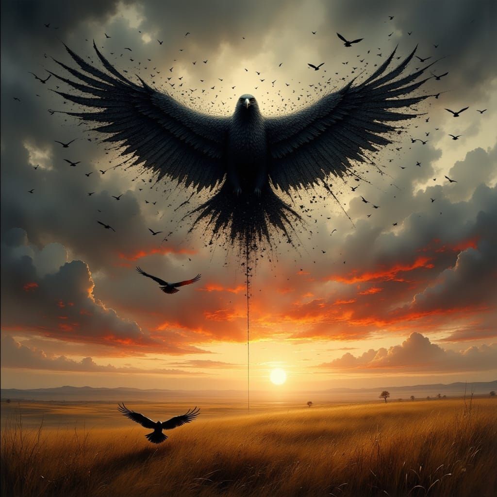 Crows Form Eagle in Dramatic HD Photograph