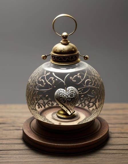 Intricate Broken Heart in Glass Bell