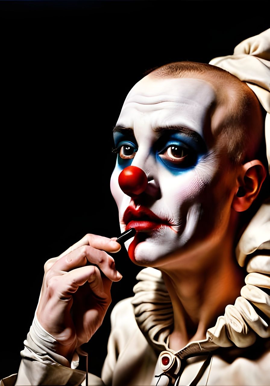 Disturbing Clown Makeup: Hyperrealistic Mixed-Media Art