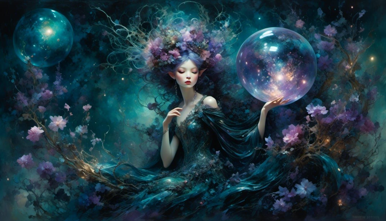 Ethereal Fairy Made of Swirling Iridescent Florals