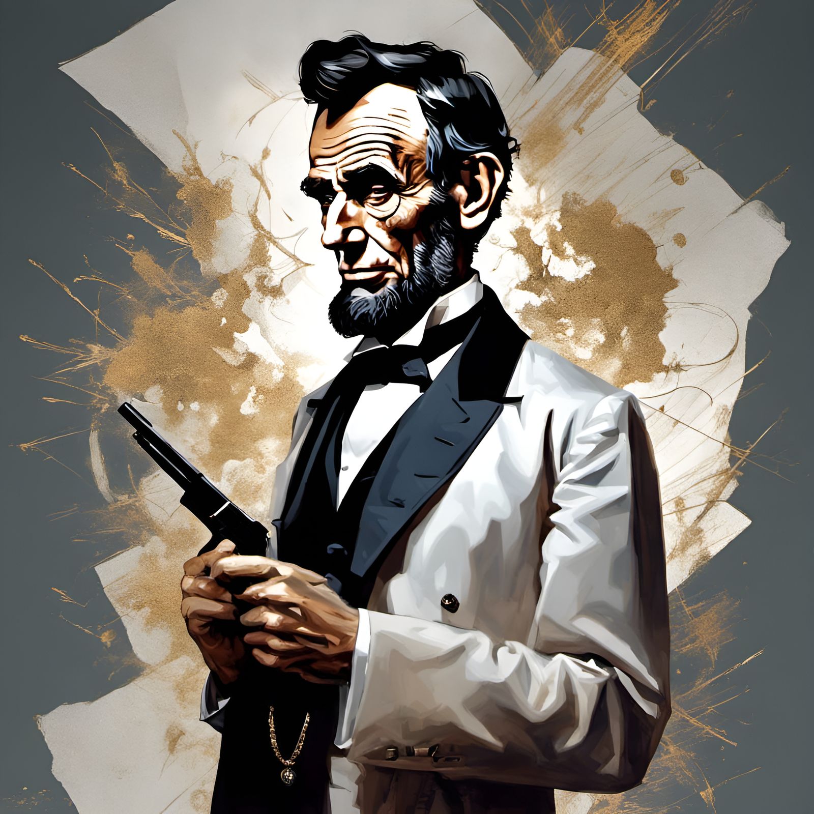 Abraham Lincoln as James Bond: Digital Portrait