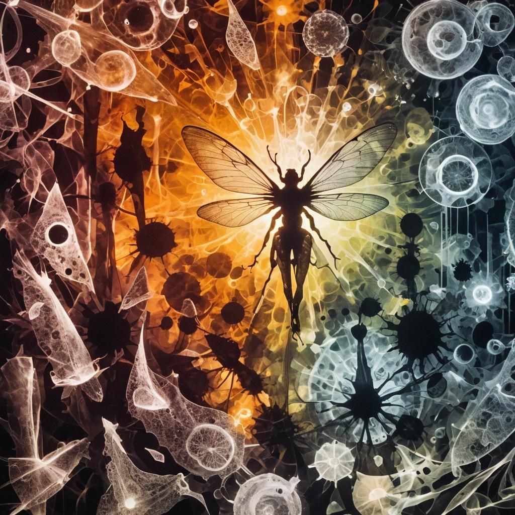 Abstract Photogram with Organic Shapes and Film Noir Style