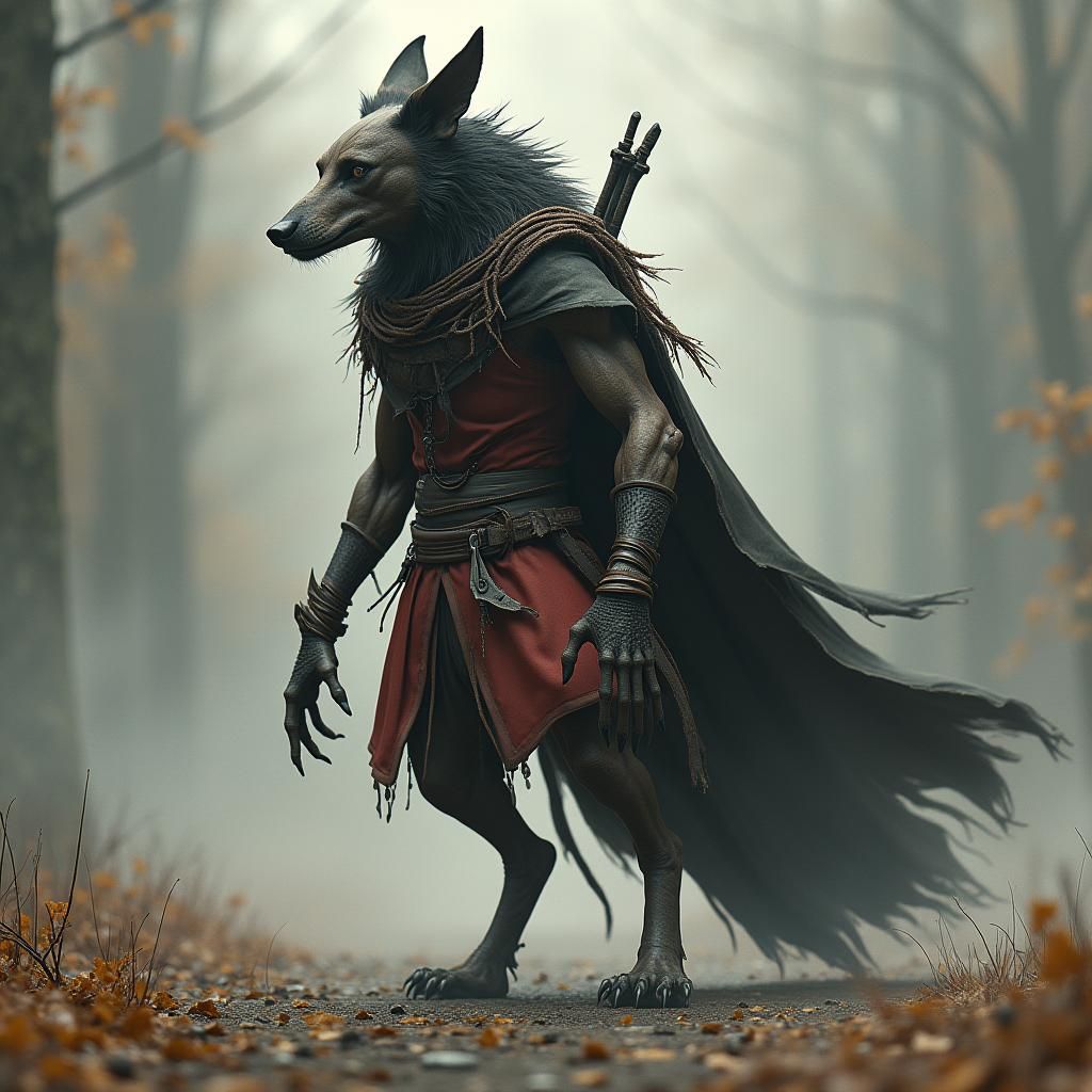 Humanoid Dog Hunter in Final Fantasy Monster Style