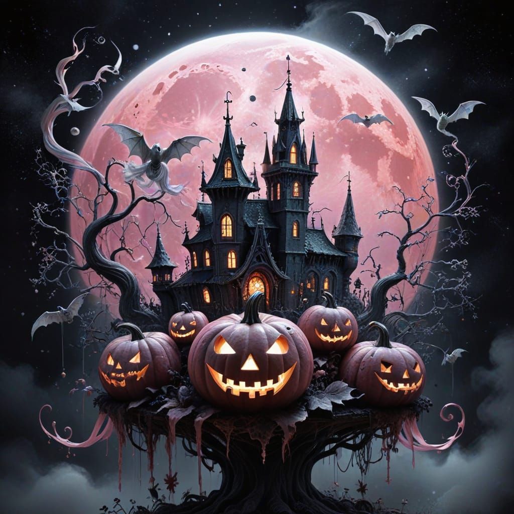 Gothic Pink Halloween Pumpkins