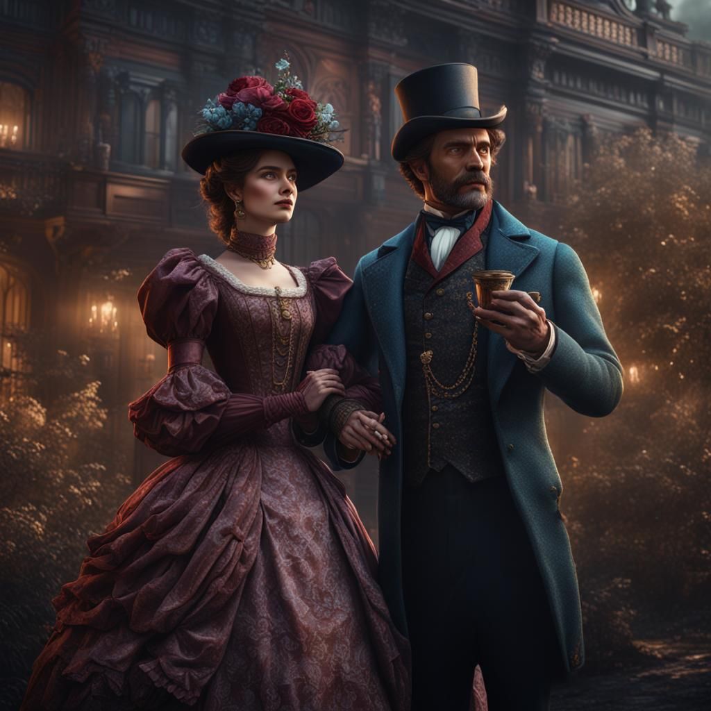 Victorian Romance: Man with Two Women