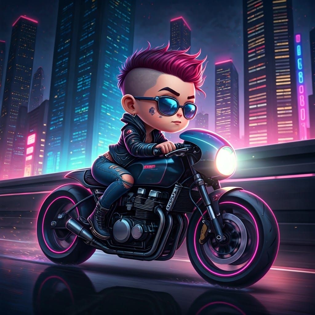 Cyberpunk Biker in Hyperrealistic Concept Art Style