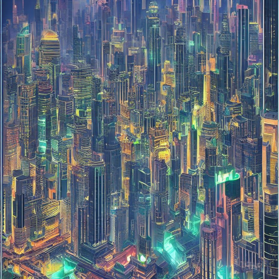 Futuristic Neon Cityscape in Syd Mead Style