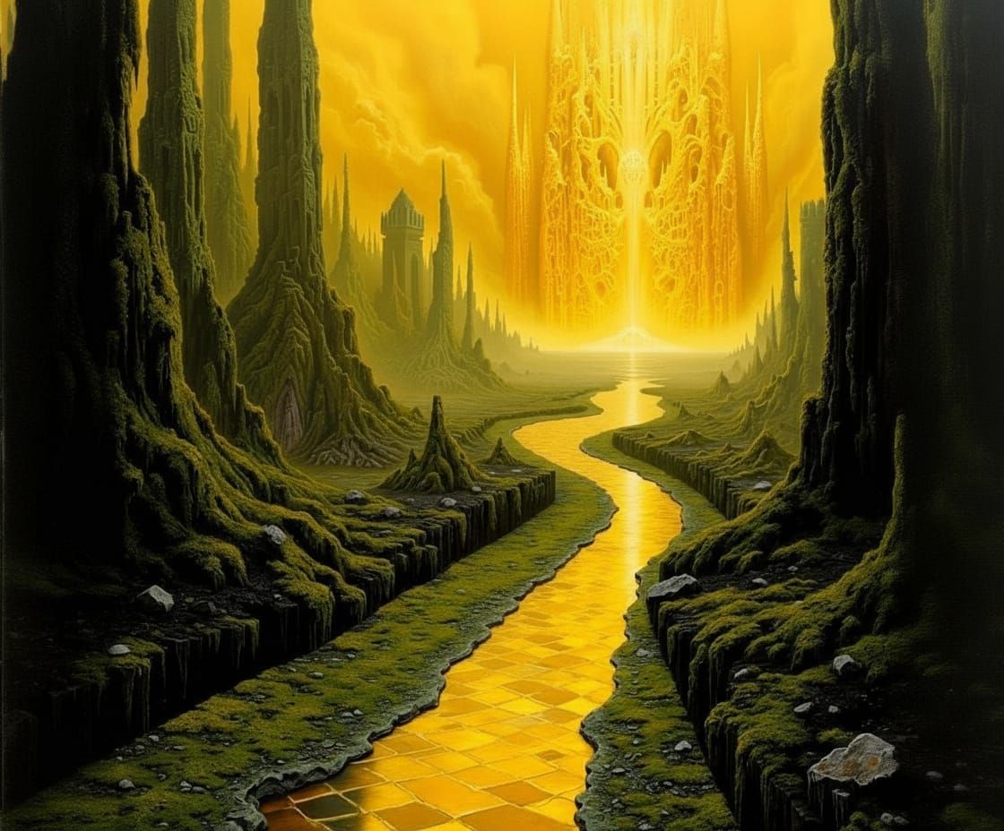 Surreal Golden City & Checkerboard Labyrinth