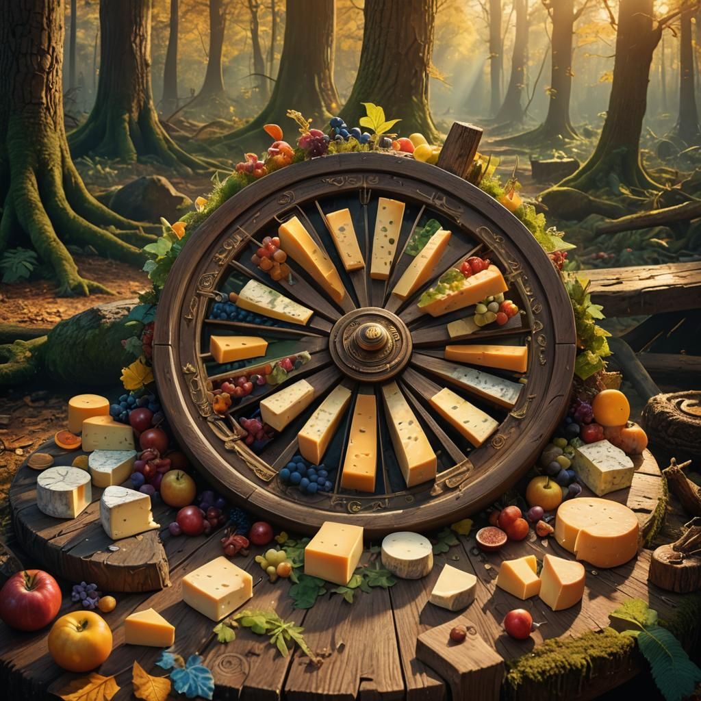 Mystical Cheese Wheel in Fantasy Forest