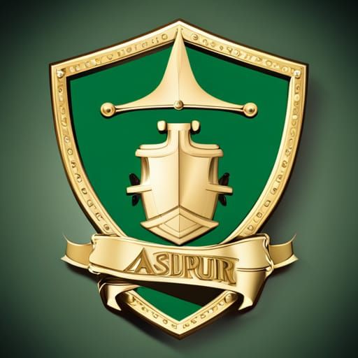 Heraldic Family Crest with Gold Stars and Knight Helmet