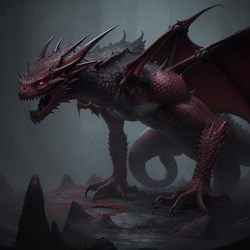 Creepy Bloody Dragon in Detailed Matte Painting