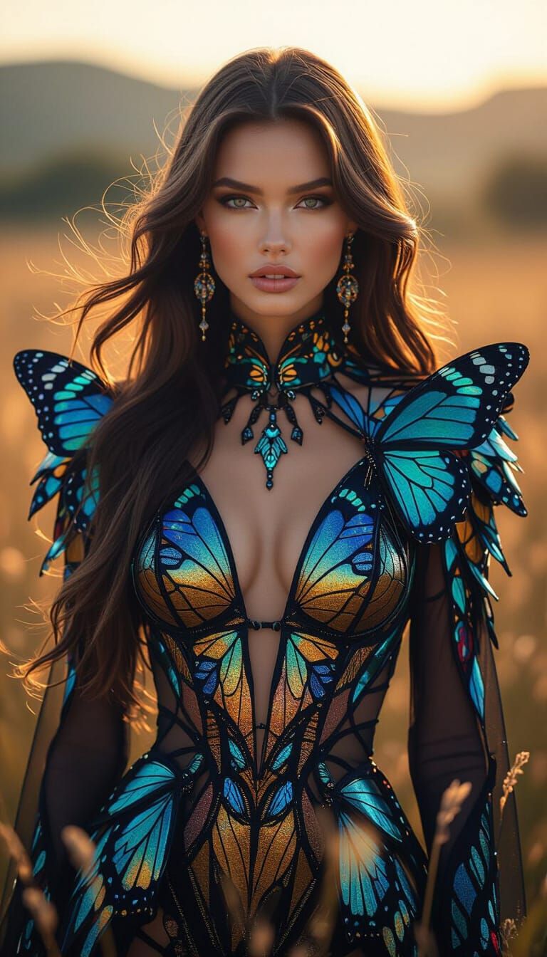 Futuristic Fashion Model Inspired by Butterfly Wings