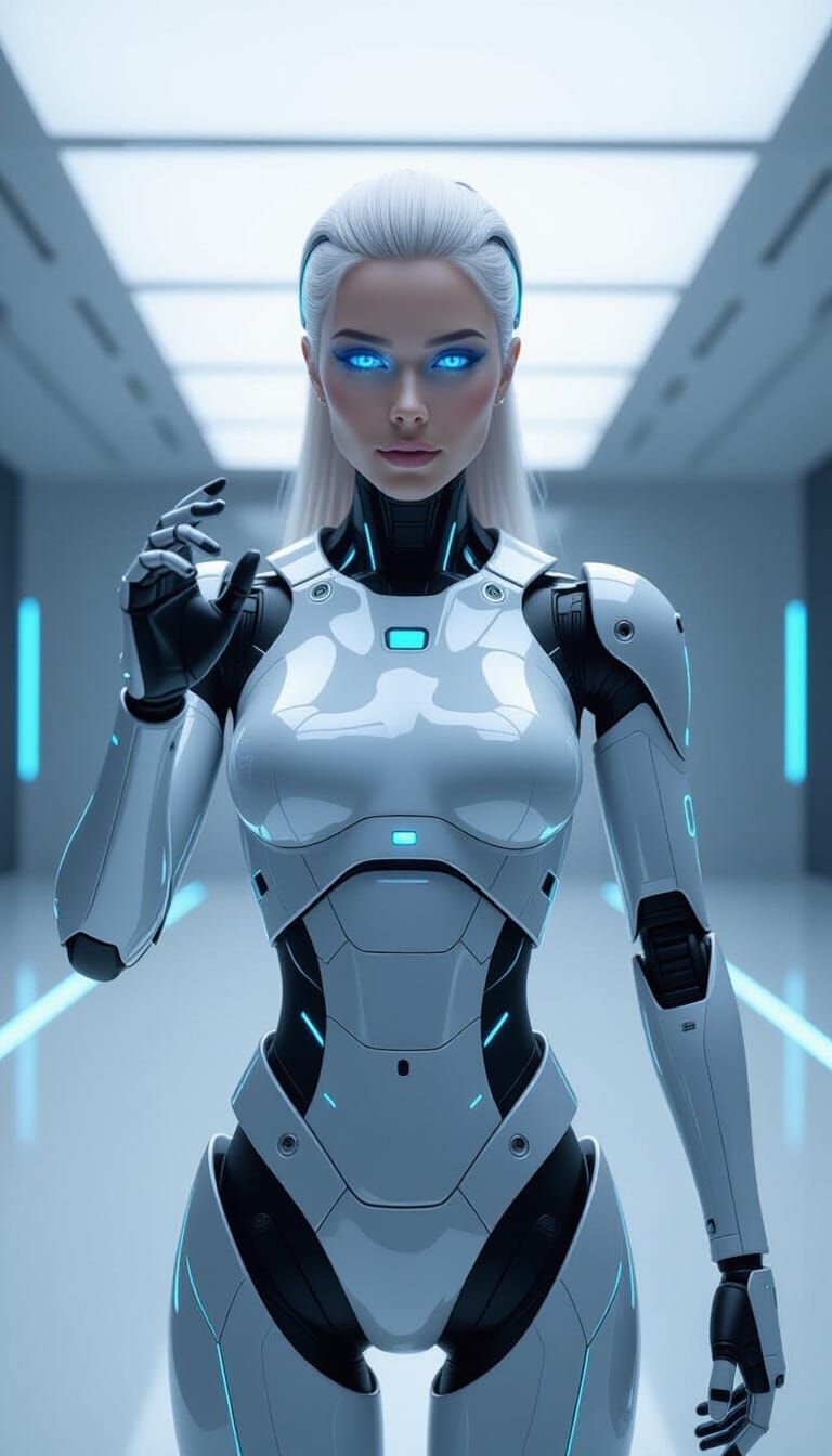 Futuristic Female Android in Cyberpunk Style