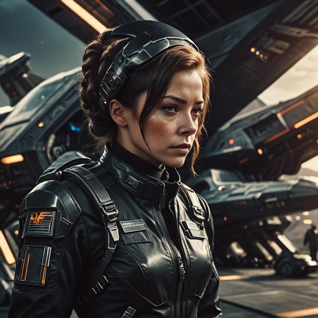 Sci-Fi Officer Ready for Takeoff: Hyper-Realistic Digital Ar...