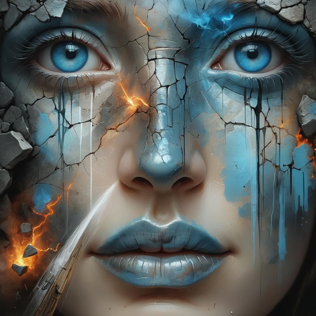 Detailed Digital Woman Portrait in Surreal Style