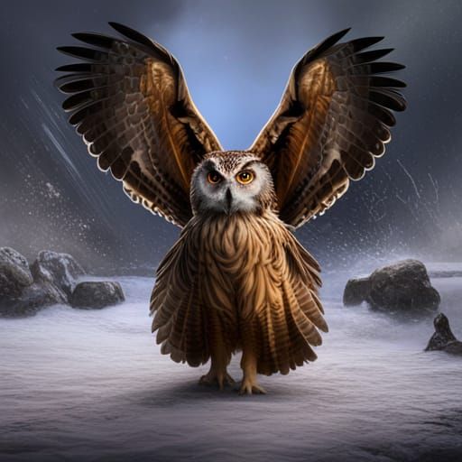 Detailed Eagle Owl Matte Painting in Deep Color