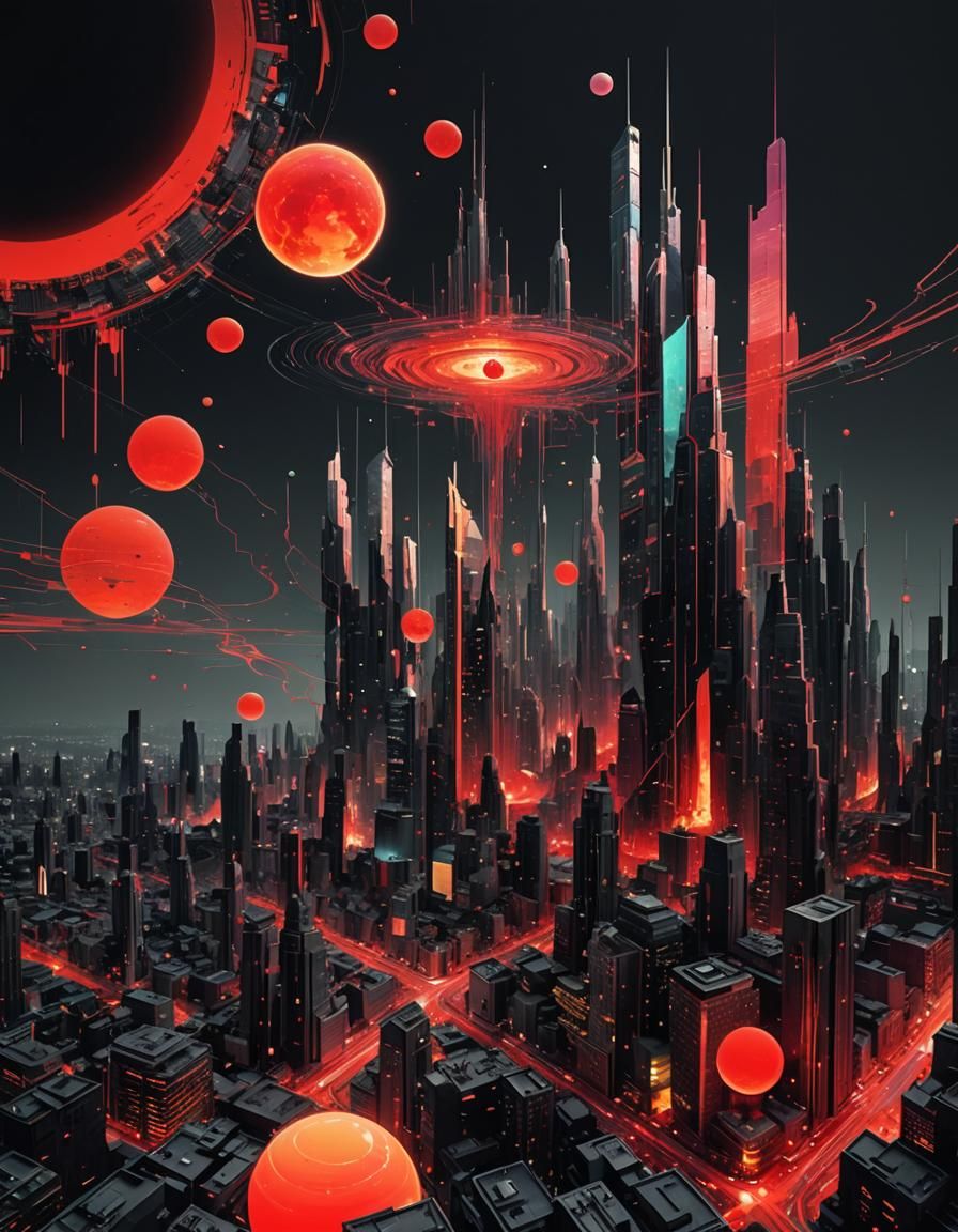 Surreal Metropolis in Pixelated Neofuturism