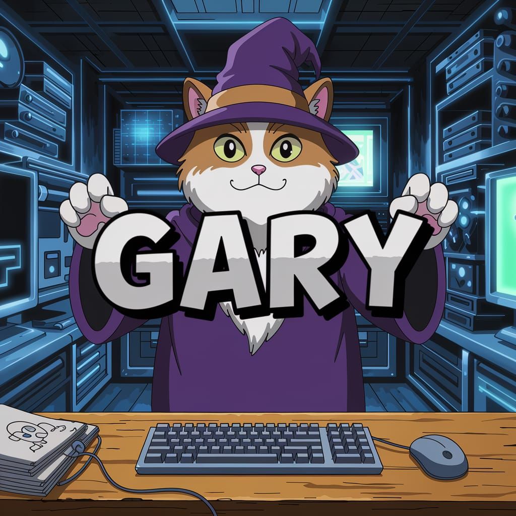 Epic Fantasy Cartoon Art Depicting a Cat Wizard in a Cyberpu...