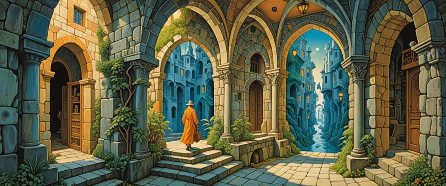 Fantasy Architecture in Watercolor Style
