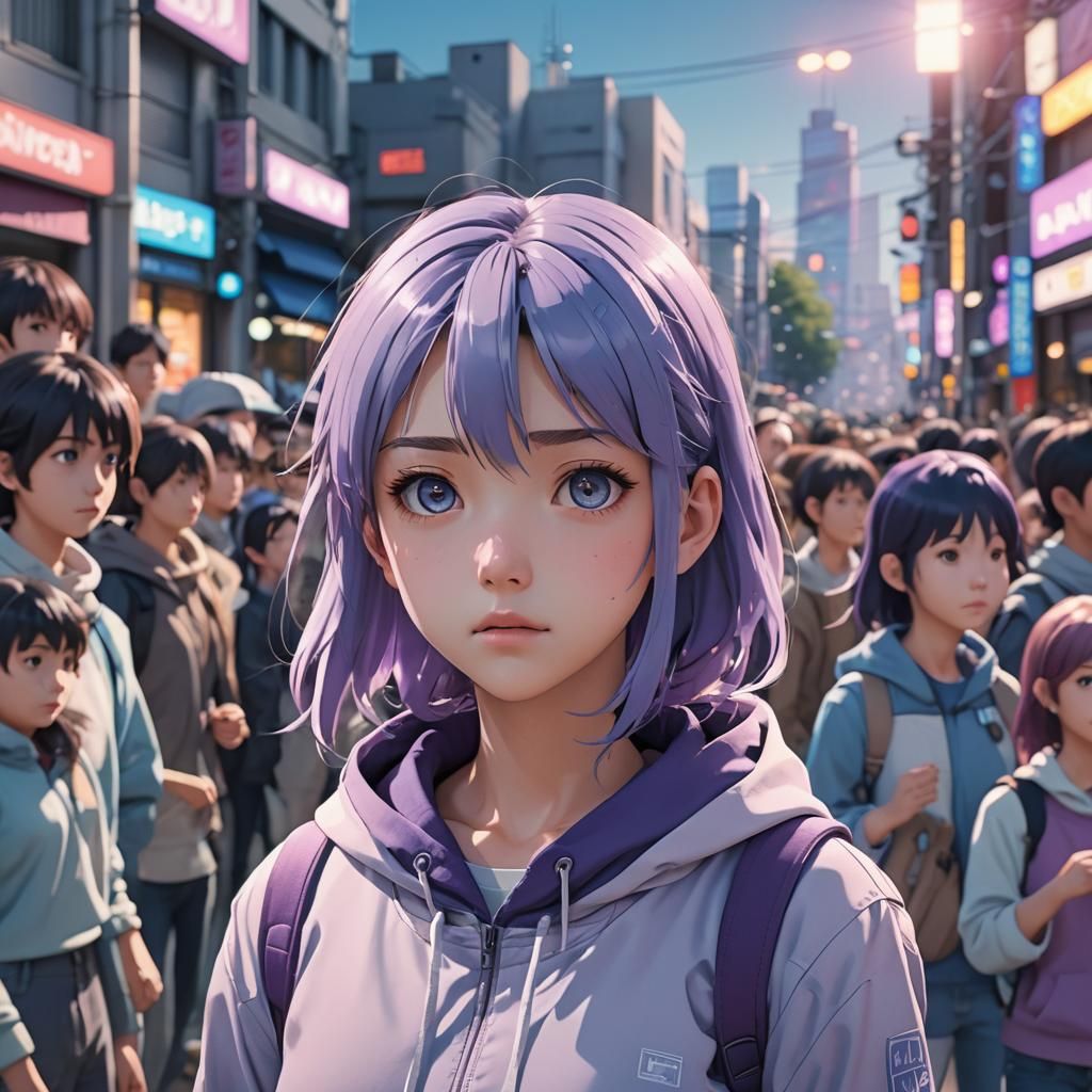 Anime Girl Defies Judgment in Detailed 3D Render