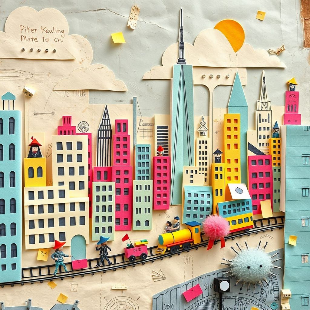 Vibrant Sticky Note Metropolis: A Whimsical Paper World