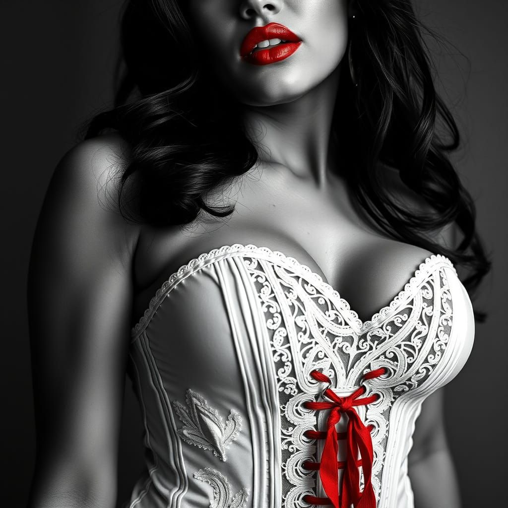 Fred Women Magazine Cover: Red Lips & Black and White