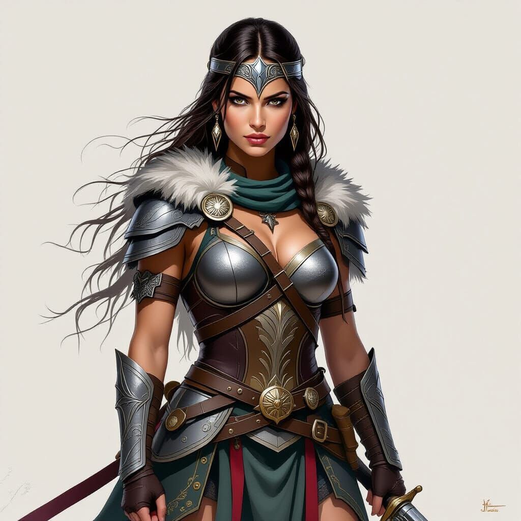 Valkyrie Woman Warrior Illustration