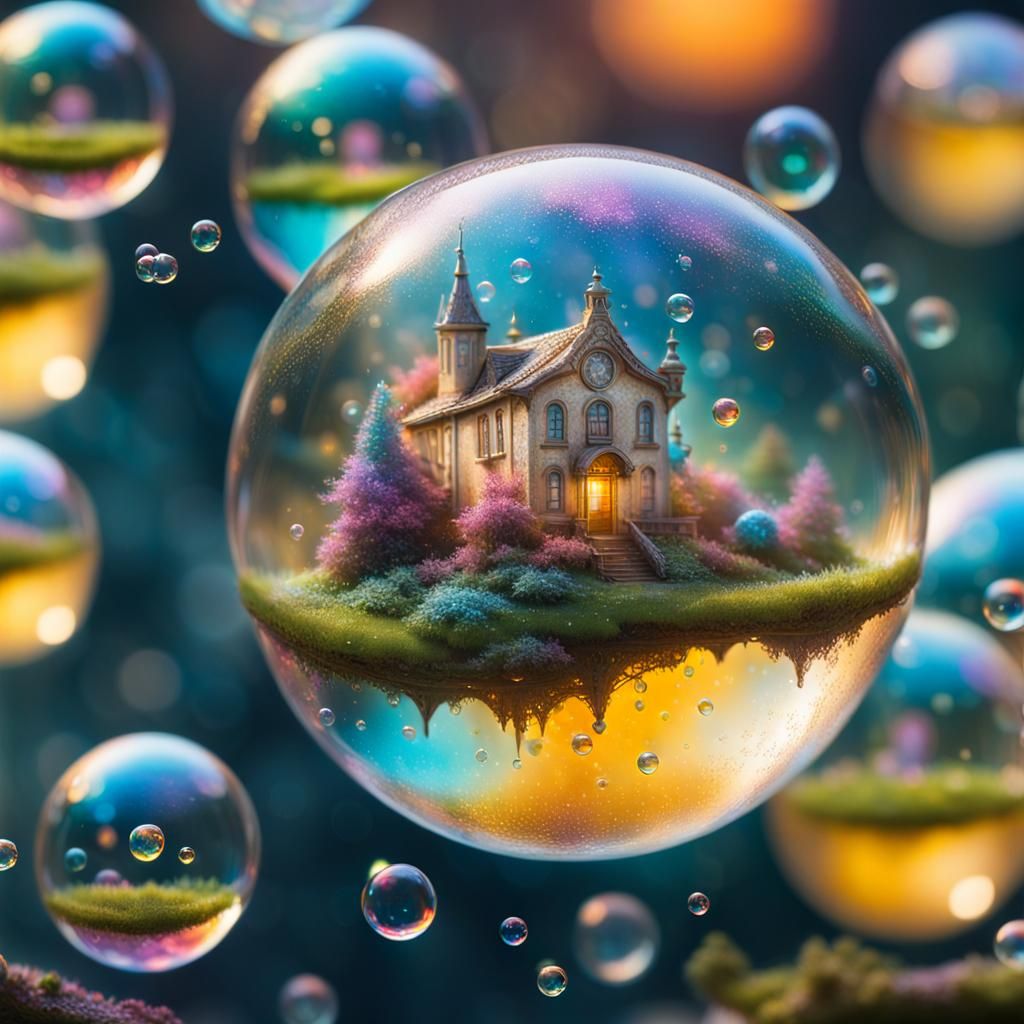 Miniature Universes in Floating Soap Bubbles