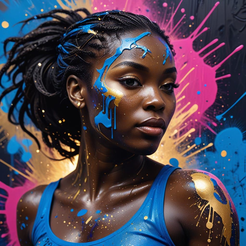 Ghanaian Skater in Vibrant Graffiti Art Style