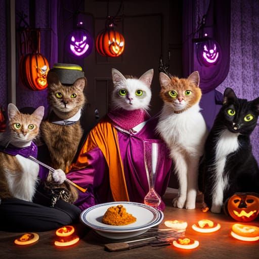 Spooky Cats Celebrate Halloween: A Whimsical Party