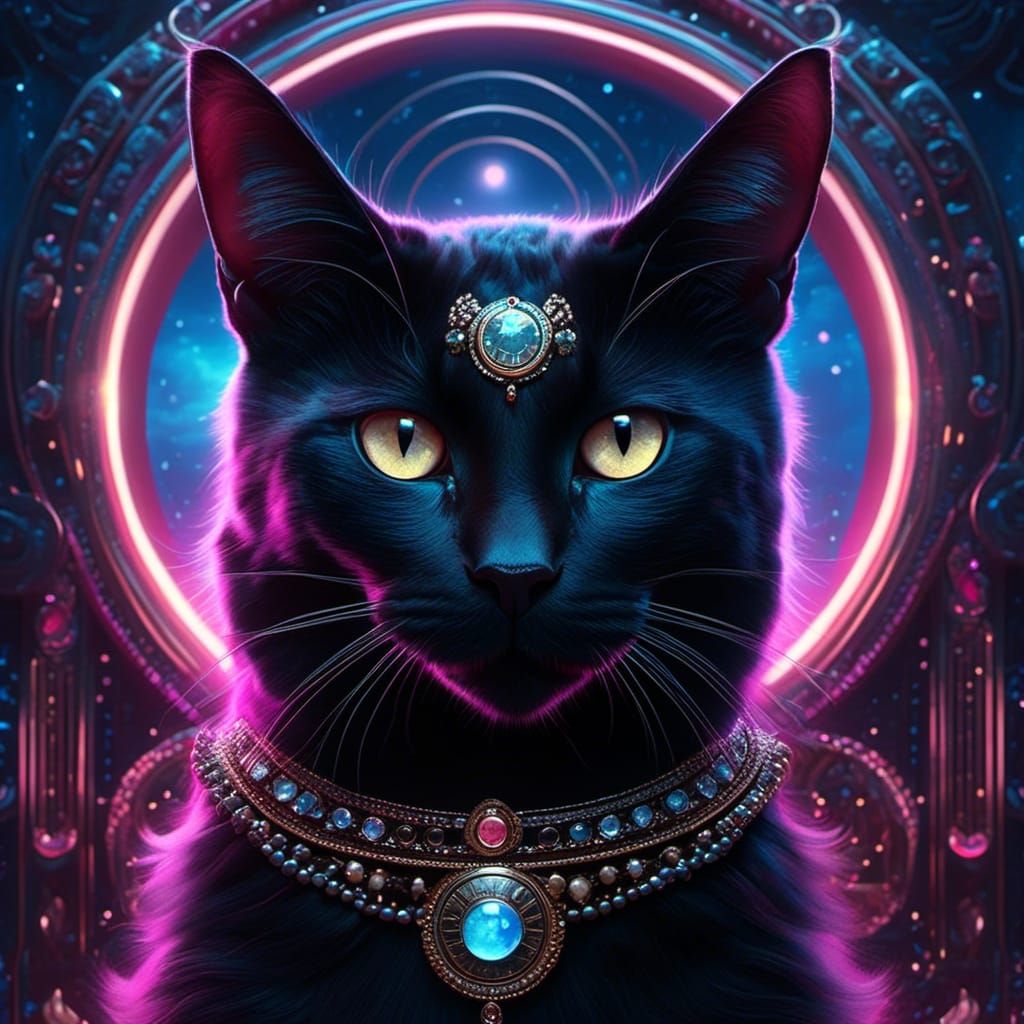 Moonlit Portrait of Bastet in Photo Realistic Style