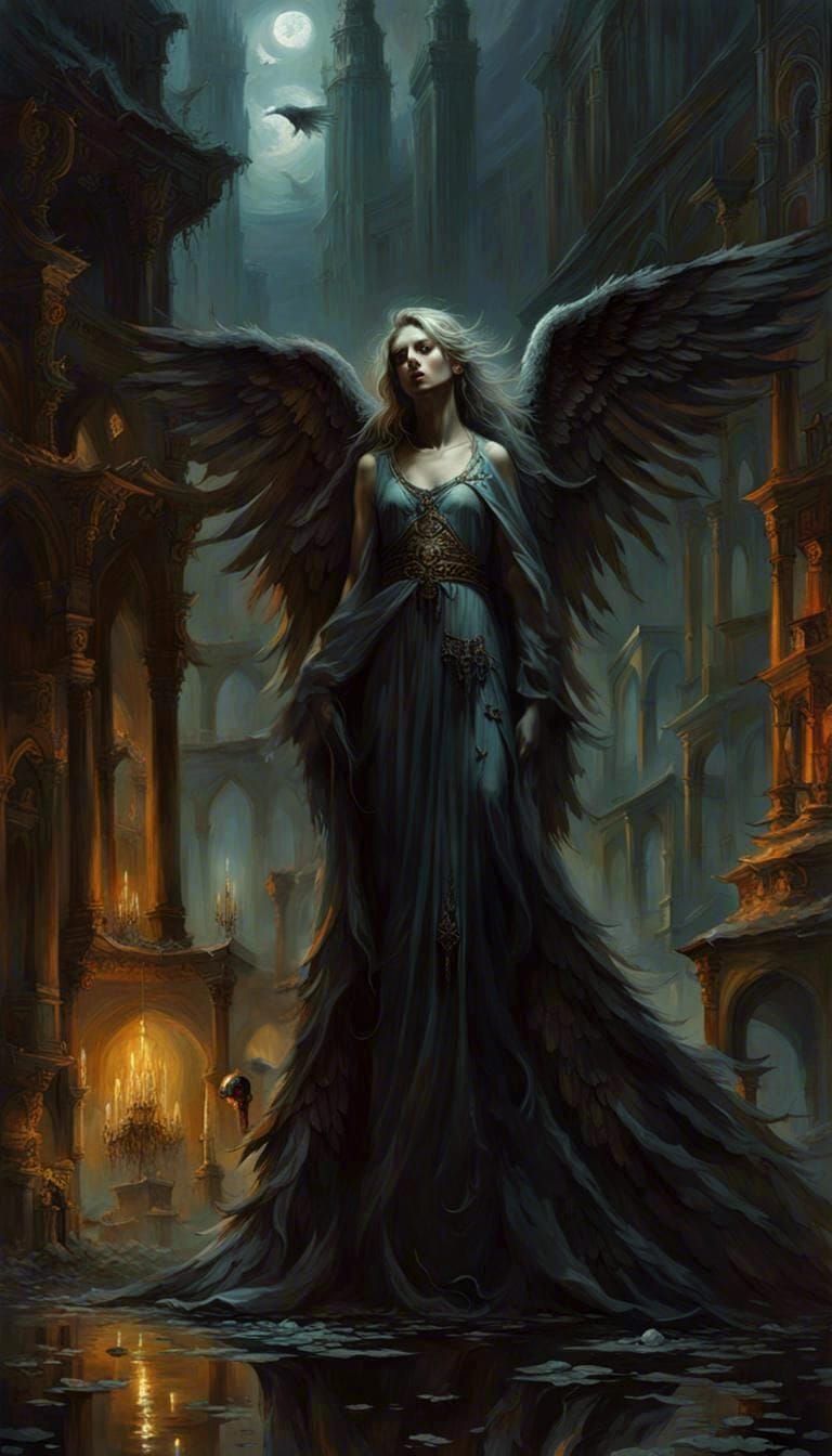 Haunted Angel in Zombiecore Romanticism Style