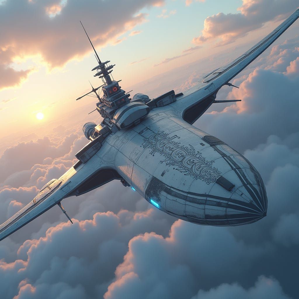 Majestic Flying Battleship with Radiant Magic Railgun