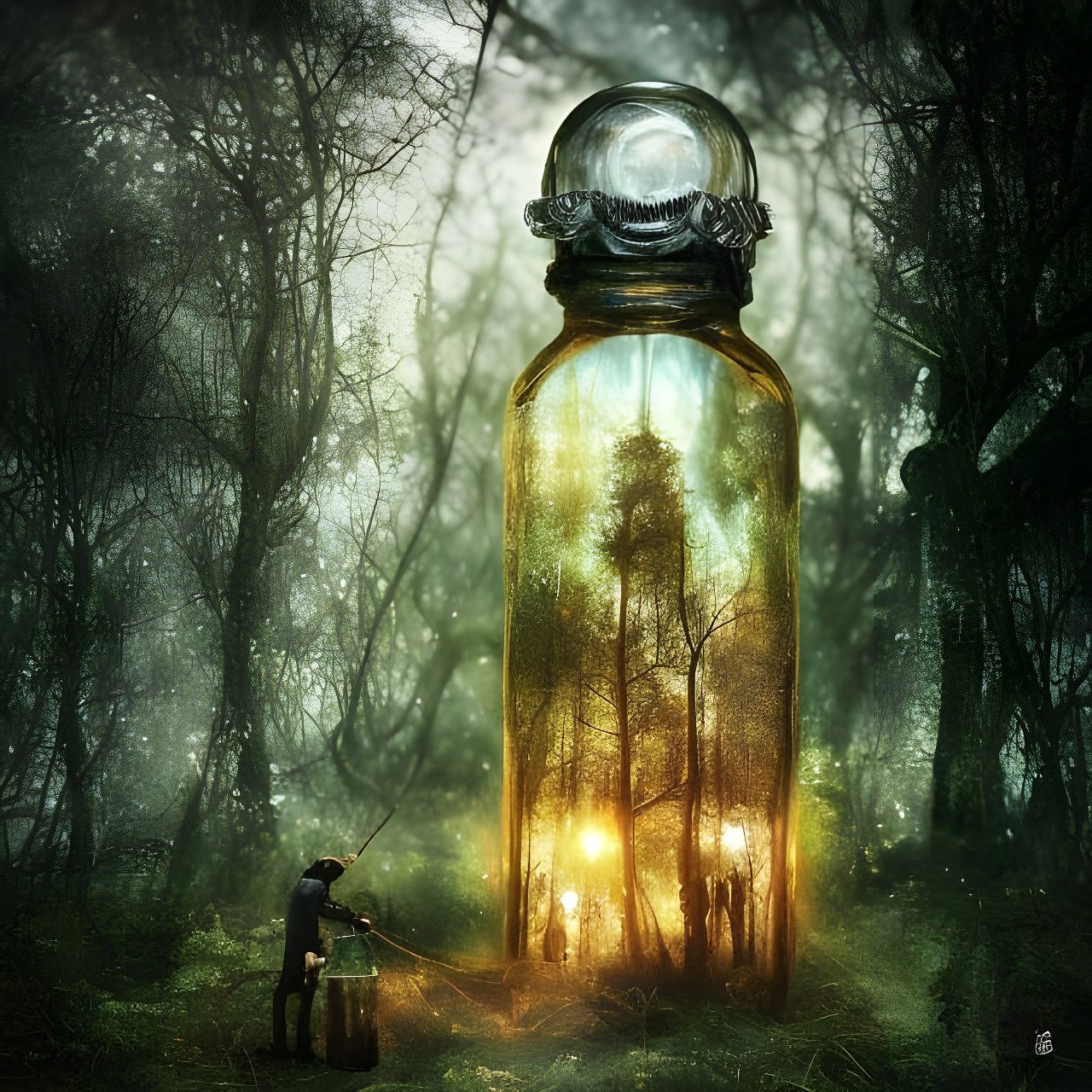 Fantasy Forest in a Bottle: Fine Art Scene