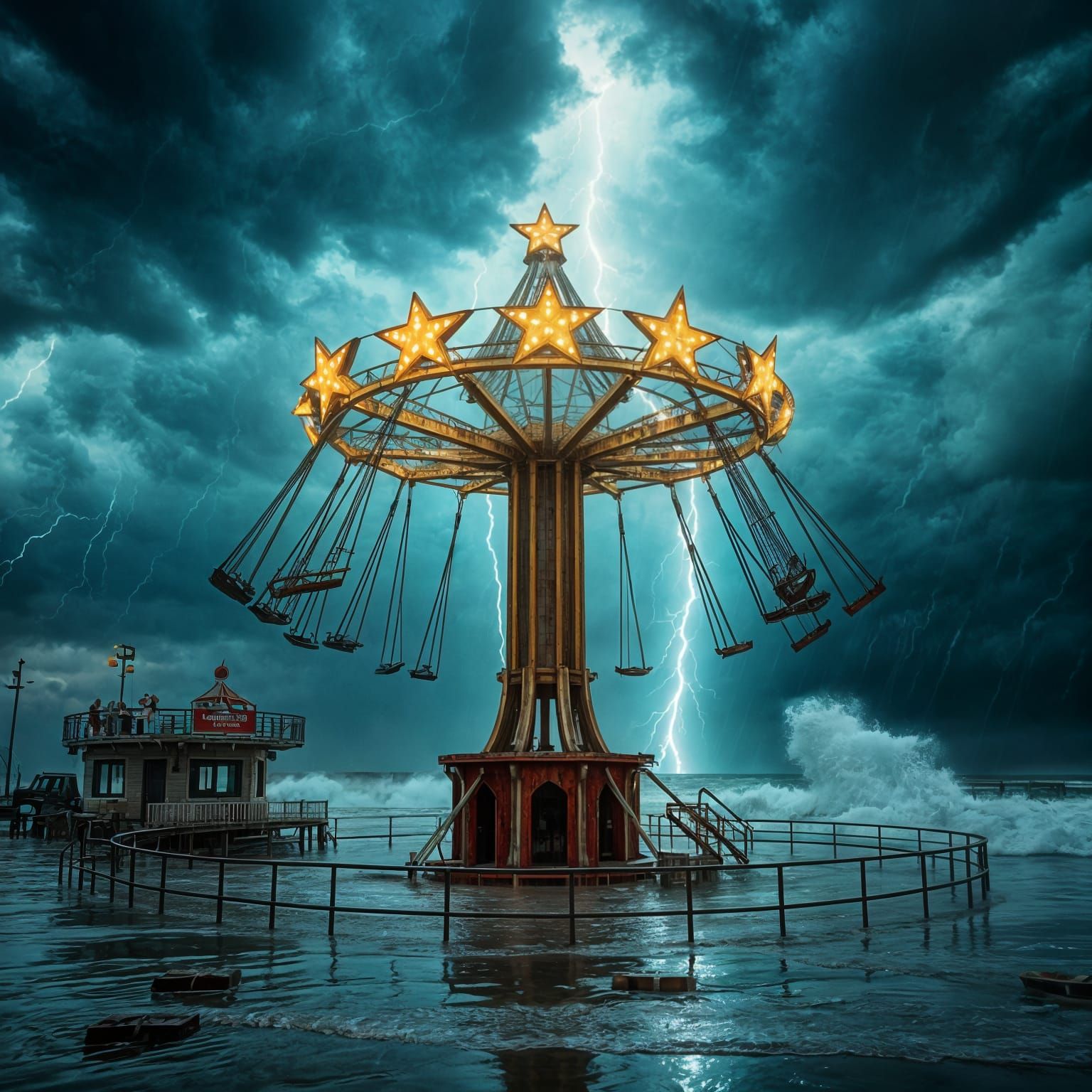Abandoned Star Flyer Ride in a Raging Storm