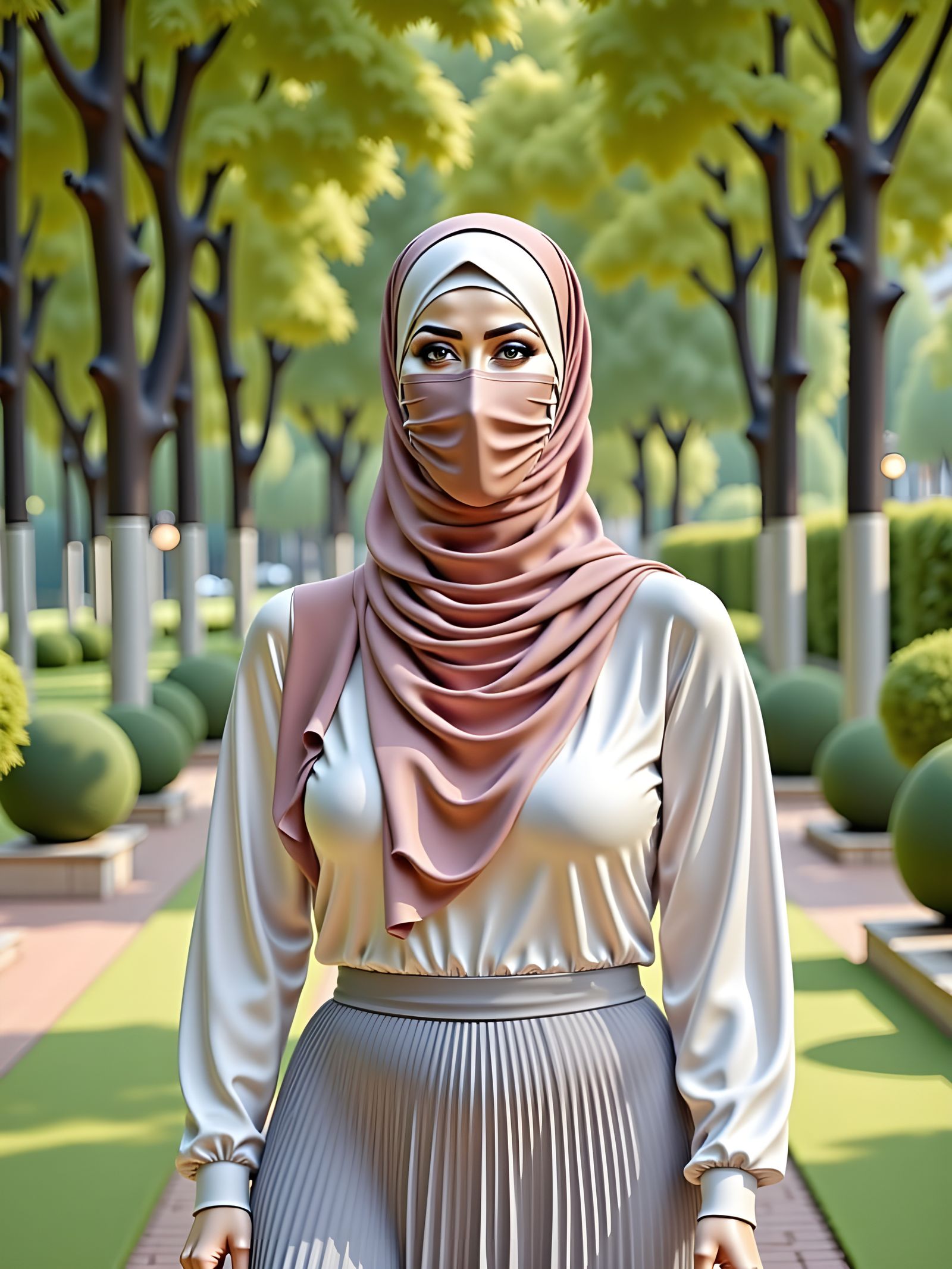 Modest Women Walking in a Serene Park