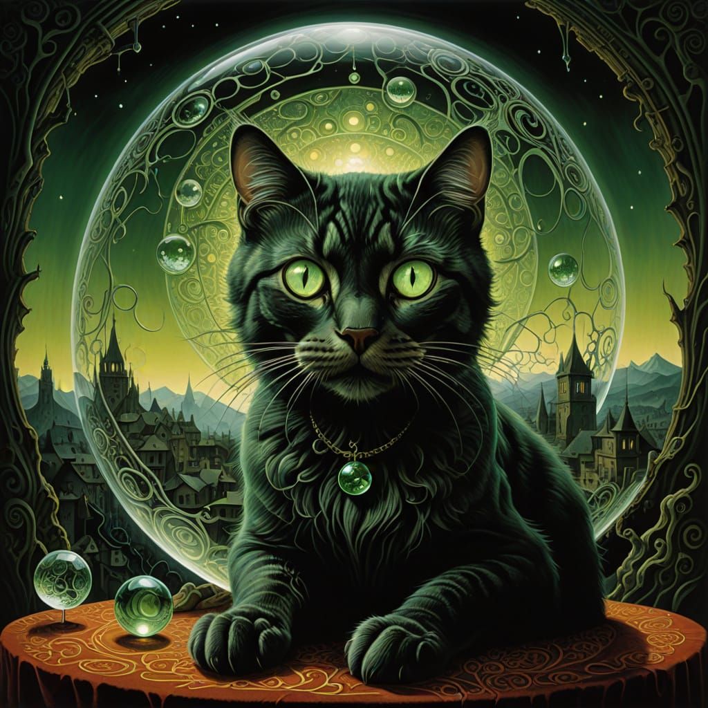 Surrealist Whiskered Cat Enchants with Optical Illusion