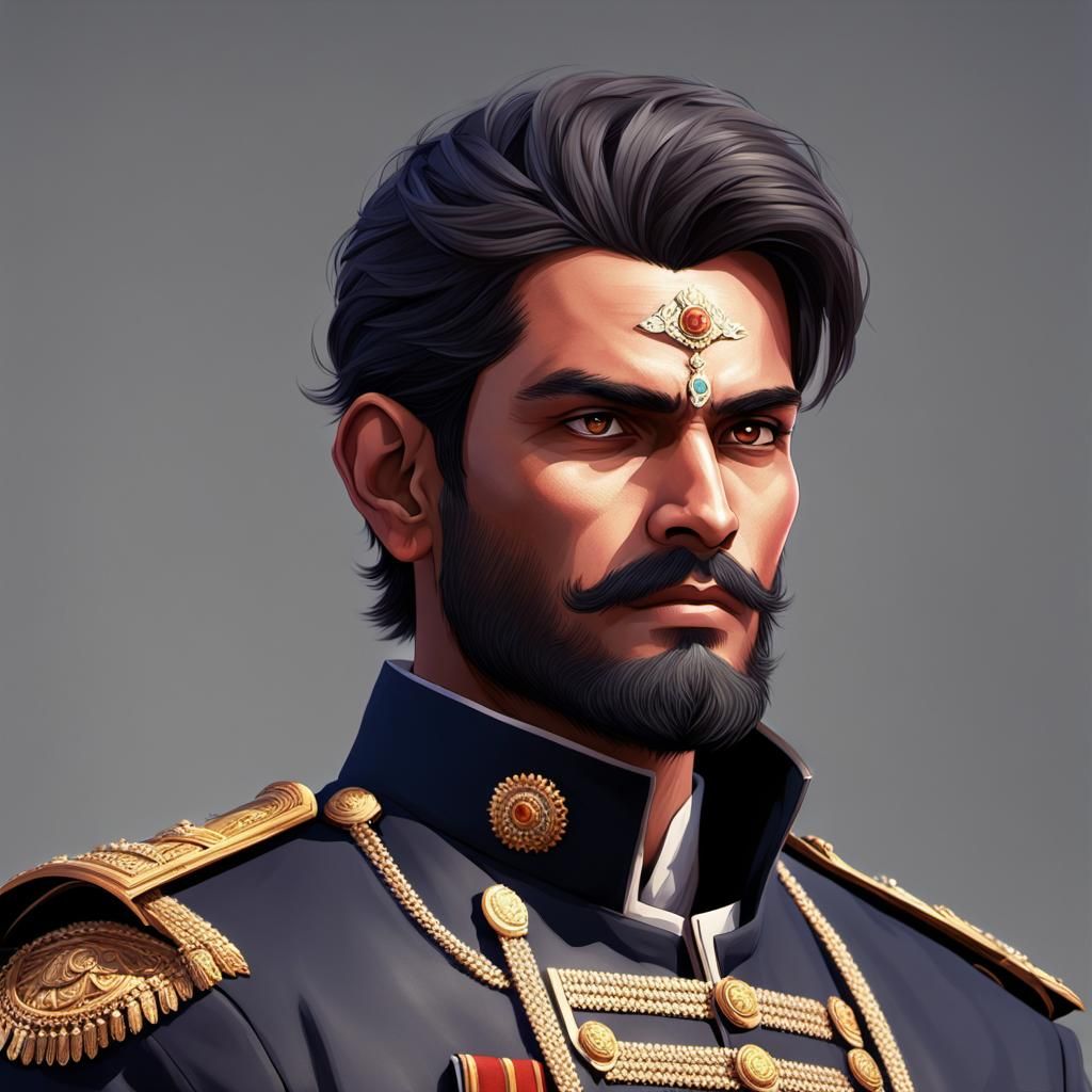 Young Indian General in 3D Anime Art
