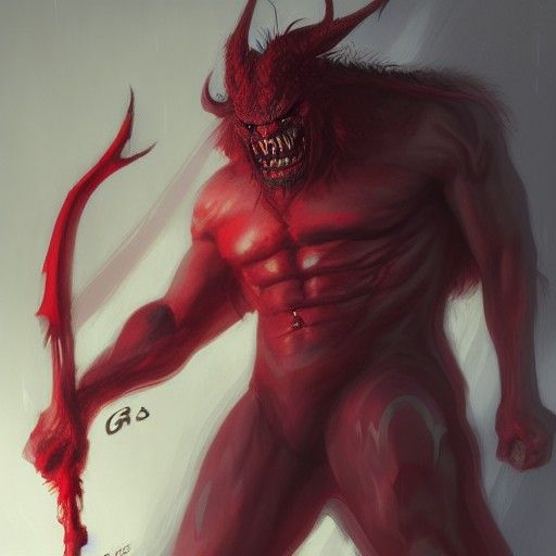Sinister Red Oni Digital Art