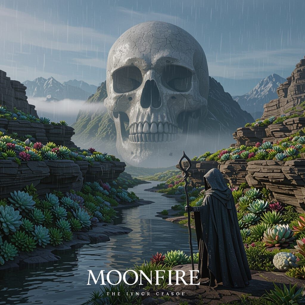 Skull Mountain Landscape with Succulents and Guardian