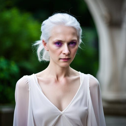Valyrian Woman with Silver Hair and Purple Eyes