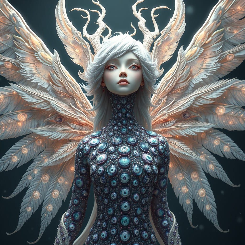 Ethereal Angel with Iridescent Wings in 8K Anime Art