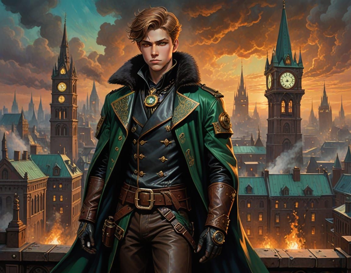 Steampunk Youth in Industrial Metropolis