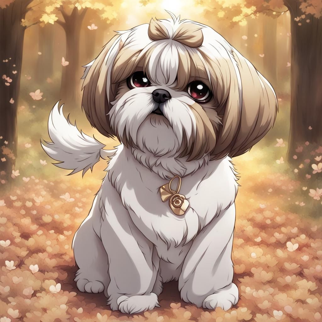 Shih Tzu in Anime Key Visual Style